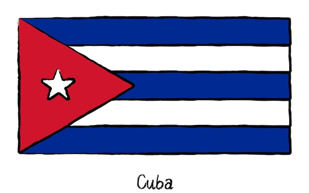 Analoog met de hand getekende wereldvlag van Cuba