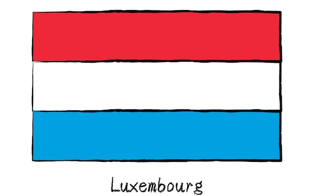 Vector analoog met de hand getekende wereldvlag van luxemburg