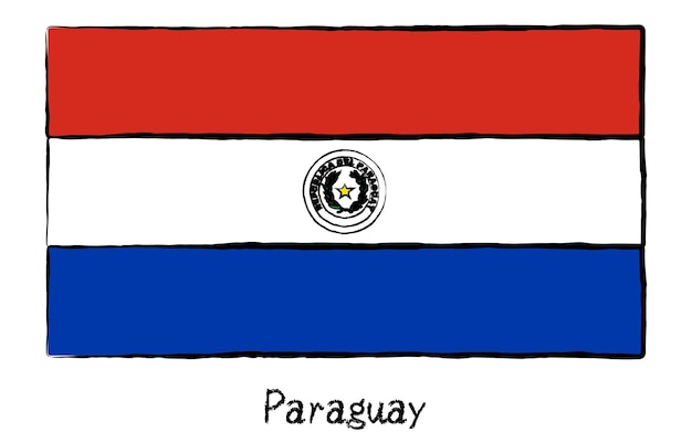 Analoog met de hand getekende wereldvlag van Paraguay