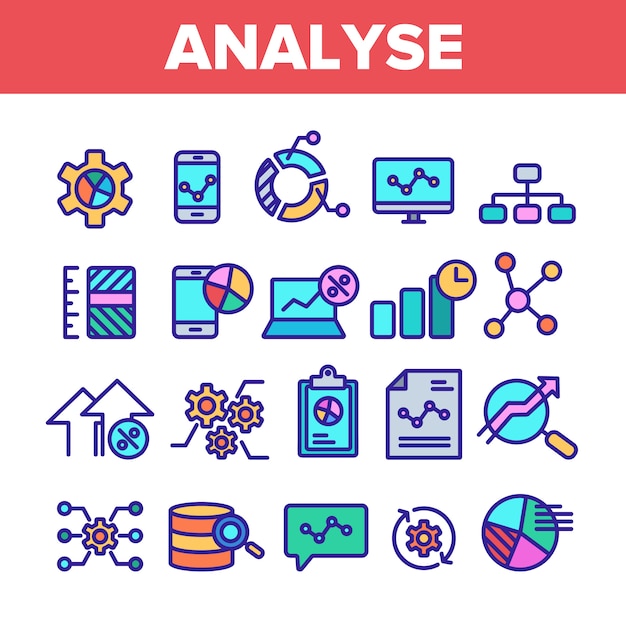 Analyse element sign icons set