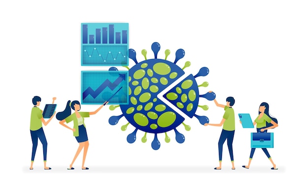 Vector analyse en planning van covid19 pandemische gegevens voor de gezondheid en economische behandeling van virusverspreiding