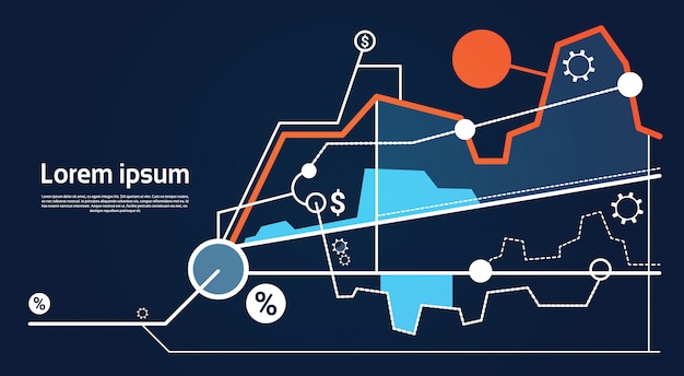 Vector analyse financiën grafiek financiële bedrijfsgrafiek