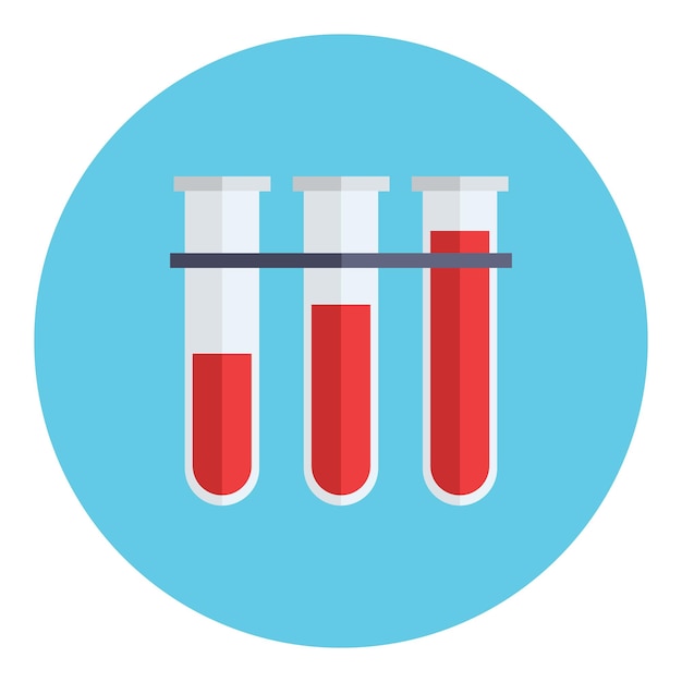 Analyse kolven bloedonderzoek flessen vector pictogram in cirkel op witte achtergrond