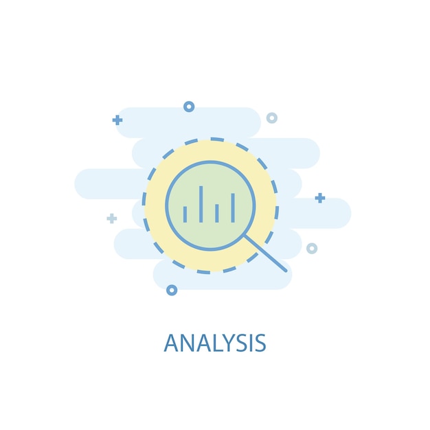 Analyse lijn concept. eenvoudig lijnpictogram, gekleurde illustratie. analyse symbool plat ontwerp. kan worden gebruikt voor ui/ux