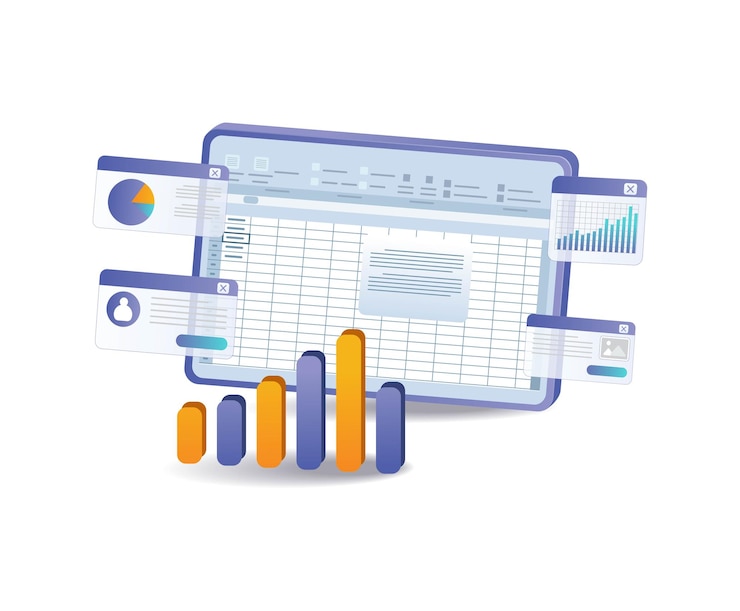 Vector analyseer de bedrijfsontwikkeling met de excel-applicatie