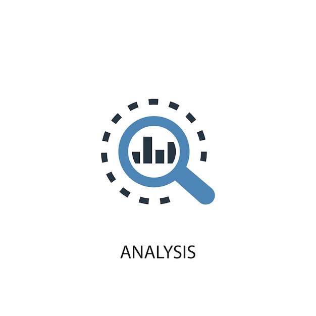 Vettore concetto di analisi 2 icona colorata. illustrazione semplice dell'elemento blu. disegno di simbolo del concetto di analisi. può essere utilizzato per ui/ux mobile e web