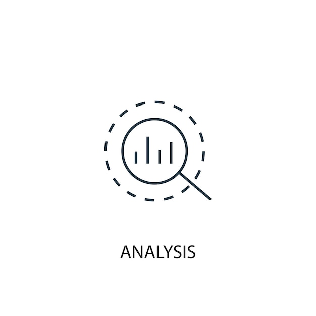 Icona della linea del concetto di analisi. illustrazione semplice dell'elemento. disegno di simbolo di struttura del concetto di analisi. può essere utilizzato per ui/ux mobile e web