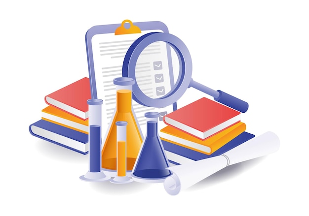 Analysis of laboratory experiments at school illustration concept