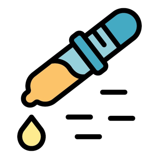 Analysis pipette icon Outline analysis pipette vector icon color flat isolated