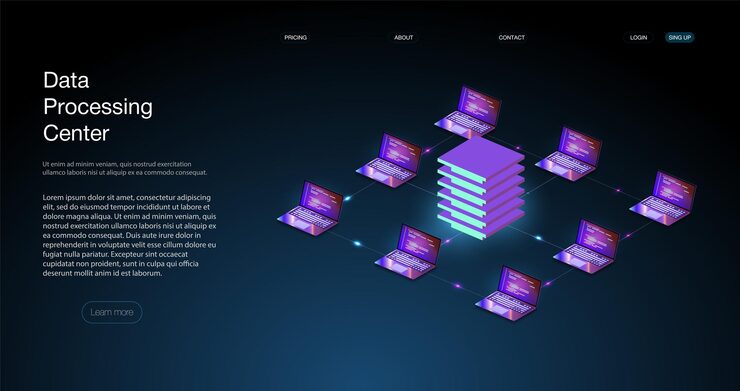 Vector analysis trends and software development coding process concept. programming, testing cross platform code server room data center. backup, mining, hosting, mainframe, farm.