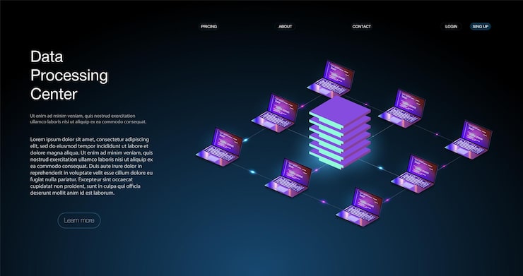 Vector analysis trends and software development coding process concept. programming, testing cross platform code server room data center. backup, mining, hosting, mainframe, farm.