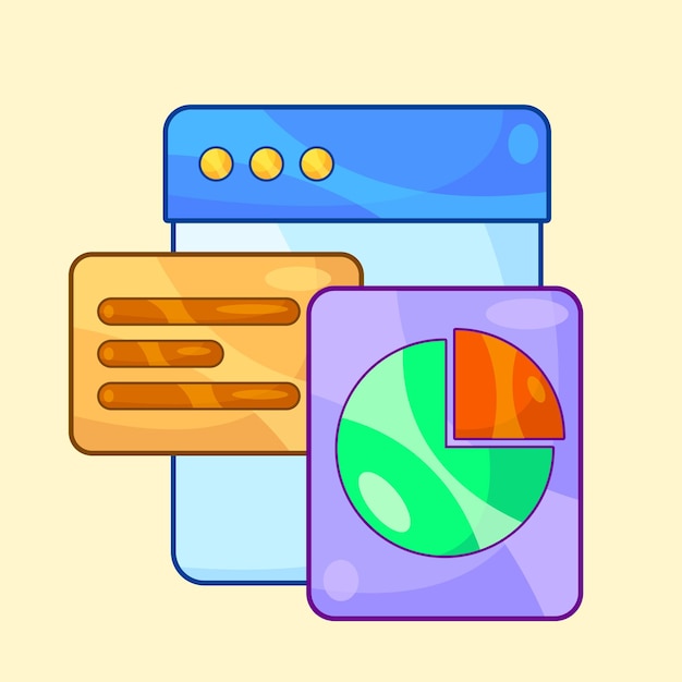 Analytic Report Window Screen with Pie Chart