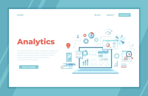 Analytics concept Analysis Analyzing Data processing Success strategy Laptop with graphs