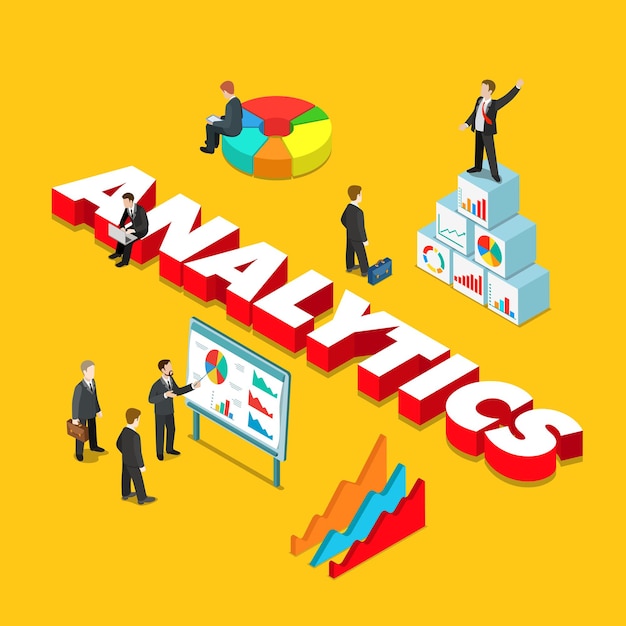 Analytics flat isometric style business