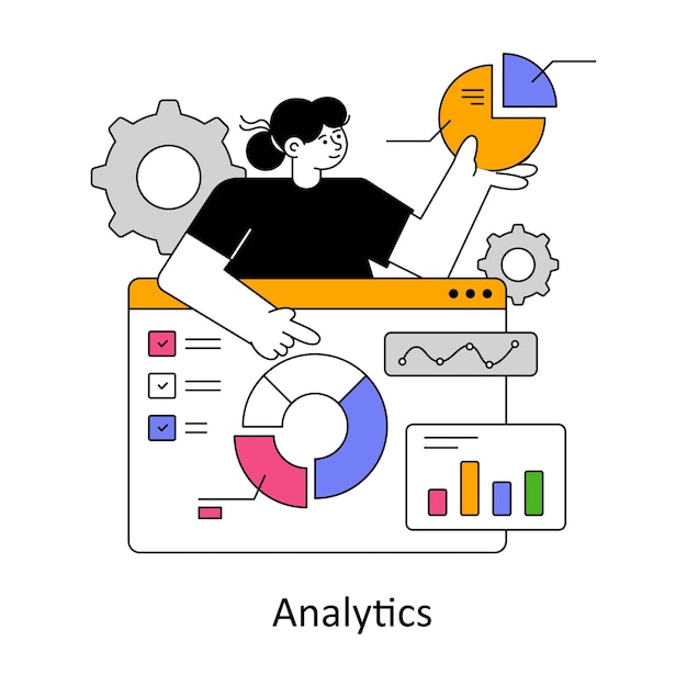 Analytics flat style design vector illustratie stock illustratie