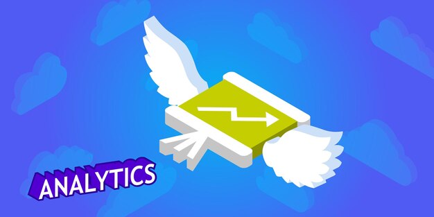 Analytics isometric design icon Vector web illustration 3d colorful concept