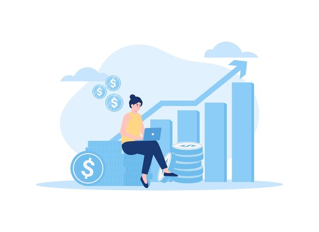 Analyze trading growth data concept flat illustration