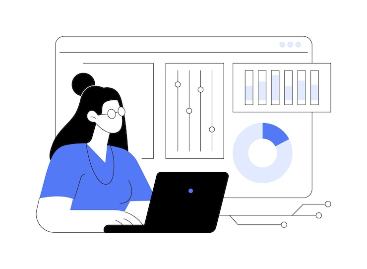 Vector analyzing data isolated cartoon vector illustrations