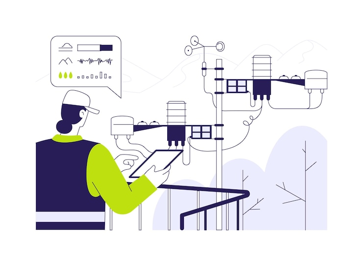 Vector analyzing environmental data abstract concept vector illustration