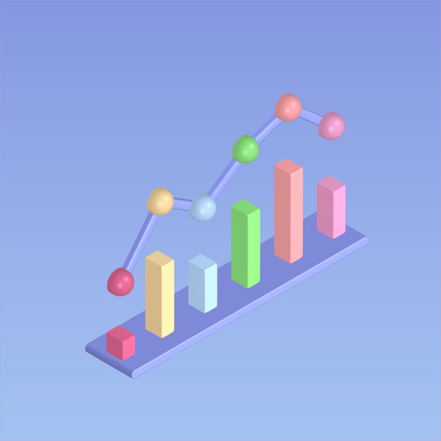 Vettore analizzare la pianificazione del budget personale investire in grafico gestione finanziaria oggetto 3d realistico