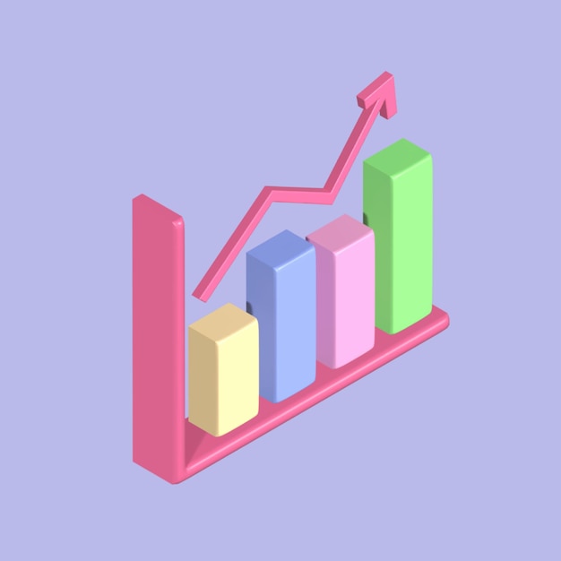 Vector analyzing planning personal budget investing in graph financial management realistic 3d object