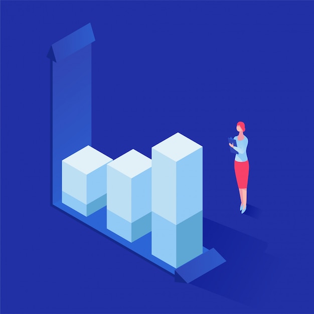 Analyzing statistics isometric illustration