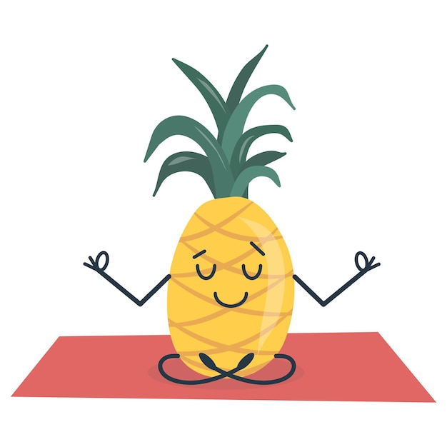 Ananas doet yoga zittend in de lotushouding