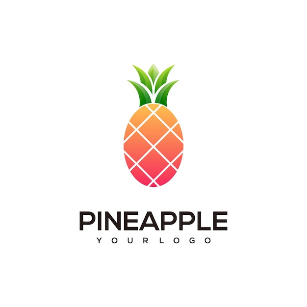 Ananas eenvoudige logo kleur illustratie