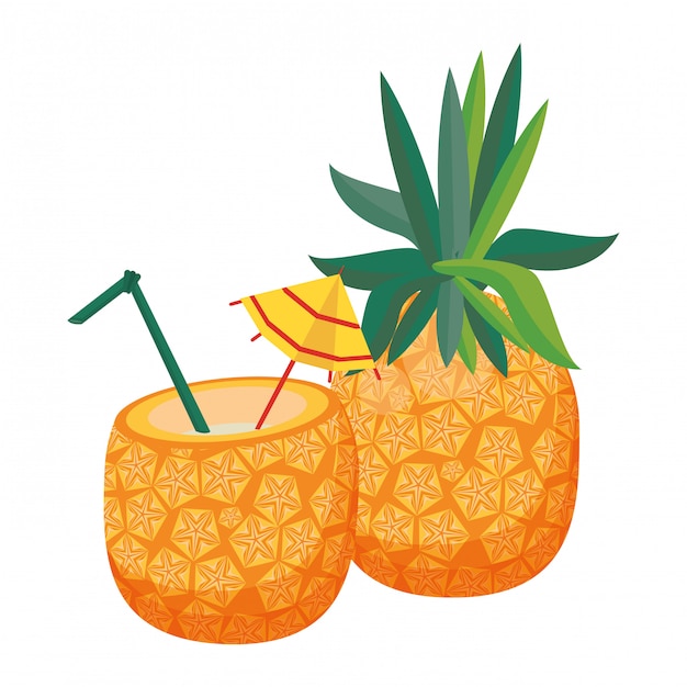 Vector ananas en ananas cocktail pictogram