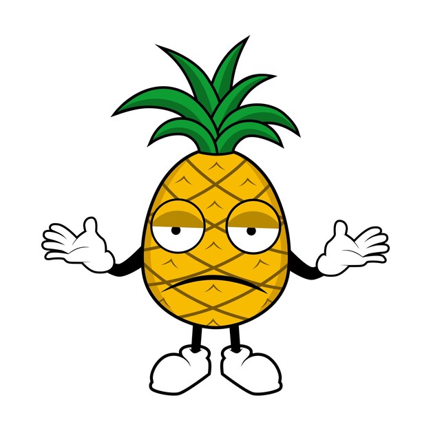 Ananas fruit mascot cartoon met verward gebaar