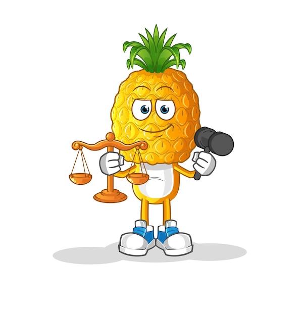 Ananas hoofd cartoon advocaat cartoon. cartoon mascotte vector