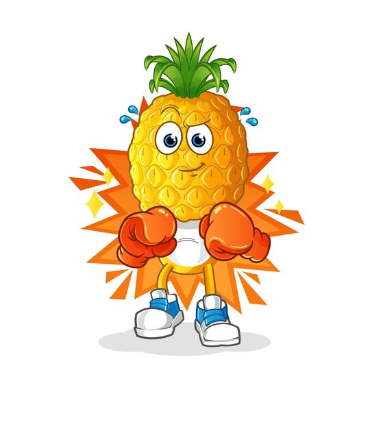 Ananas hoofd cartoon bokser karakter cartoon mascotte vector