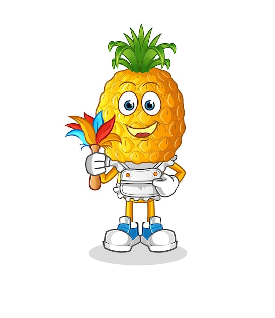 Ananas hoofd cartoon meid mascotte. cartoon vector