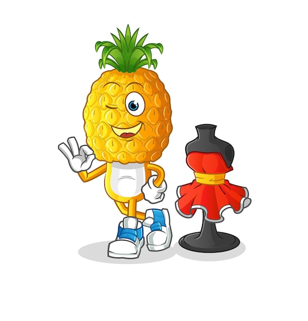 Ananas hoofd cartoon modeontwerper vector. stripfiguur