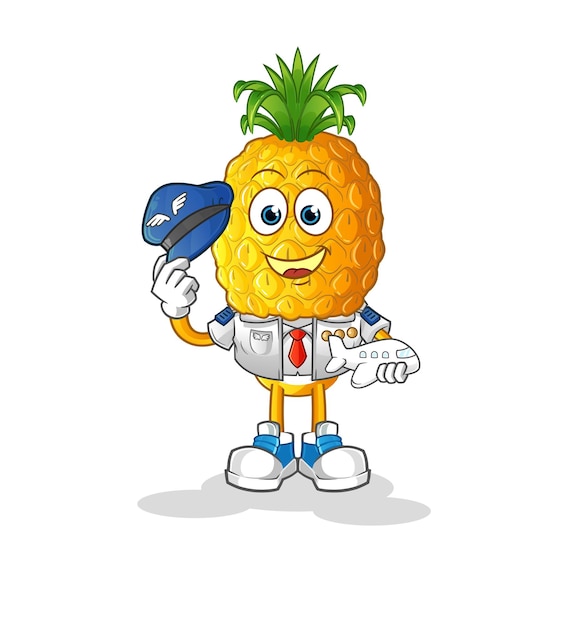 Ananas hoofd cartoon piloot mascotte. cartoon vector