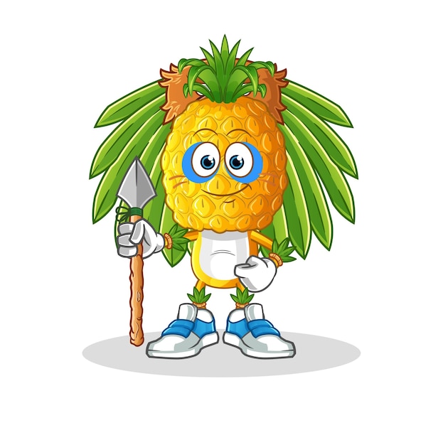 Ananas hoofd cartoon tribal man mascotte cartoon vector