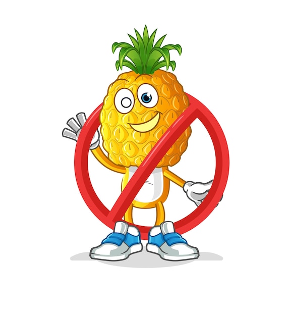 Ananas hoofd cartoon verbod cartoon vector mascotte