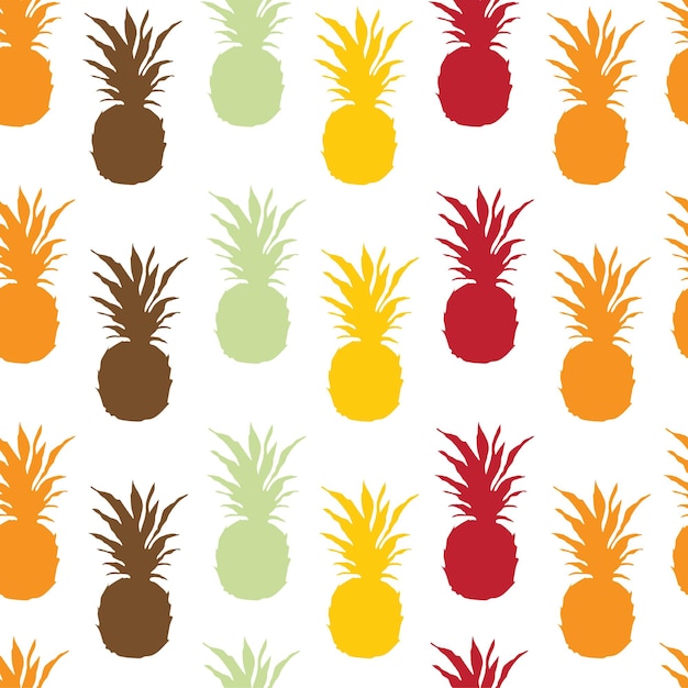 Ananas logo element kleurrijke platte ontwerp geïsoleerd op een witte achtergrond. illustratie. Groen, geel, oranje, rood, spierwit silhouet.