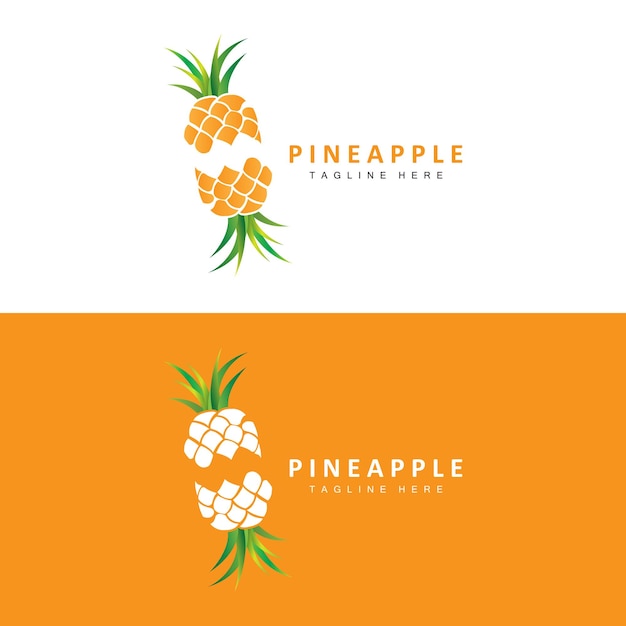 Ananas Logo Ontwerp Vers Fruit Vector Plantage Illustratie Fruit Product Merklabel