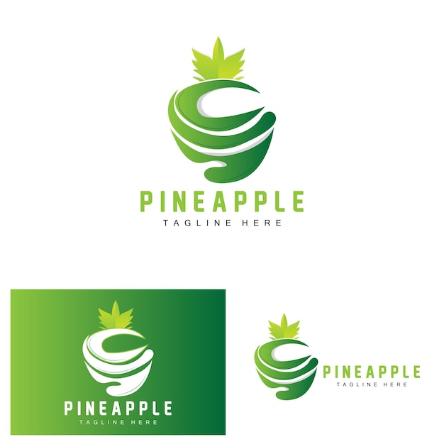 Ananas logo ontwerp vers fruit vector plantage illustratie fruit product merklabel
