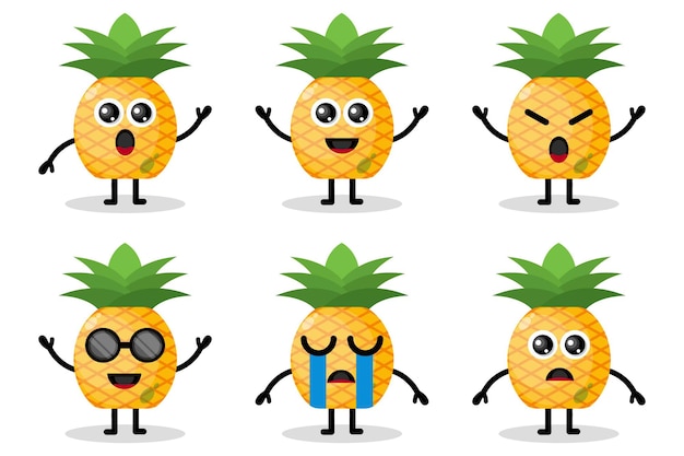 ananas mascotte fruit plat ontwerp karakter