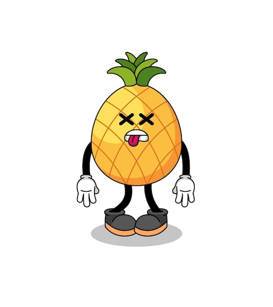 Ananas mascotte illustratie is dood