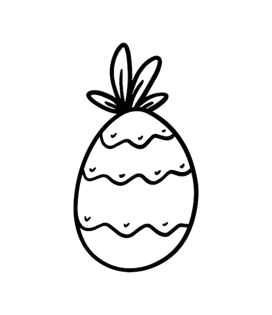 Ananas met bladeren tropisch fruit doodle lineaire cartoon kleurboek