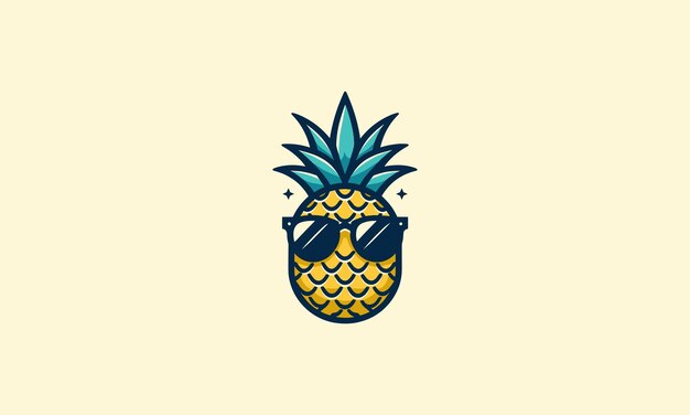 ananas met glazen vector mascotte ontwerp