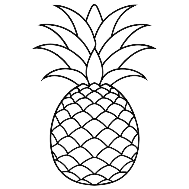 Vector ananas omtrek kleurpagina illustratie voor kinderen en volwassenen