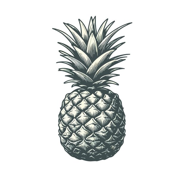 Ananas zwart-wit schets illustratie ai gegenereerde afbeelding