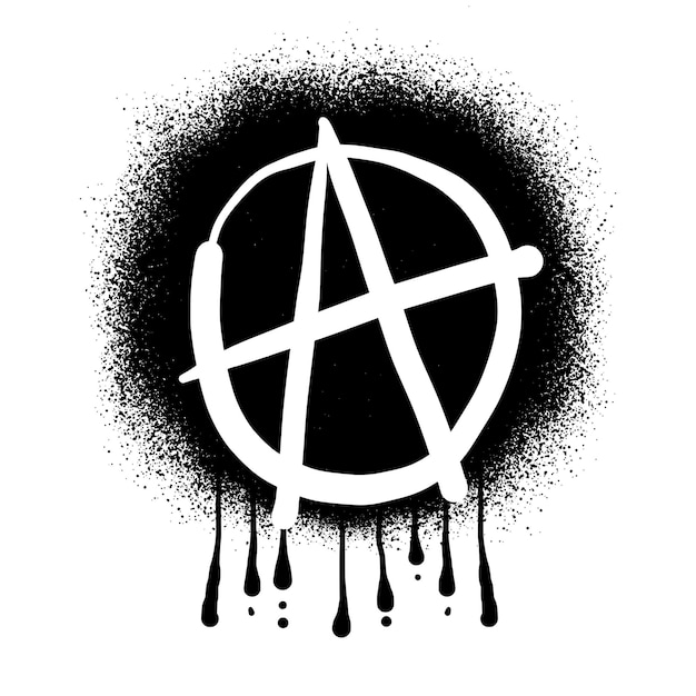 Anarchy symbol graffiti drawn with black spray paint