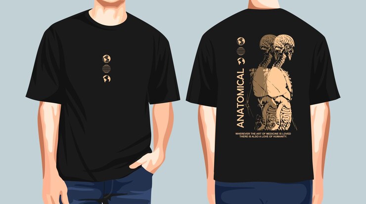 解剖学的ストリートウェアTシャツのデザイン