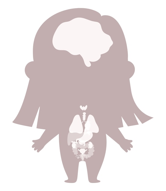 Anatomy human body Female silhouette with visual structure internal organs Medical bilogical concept