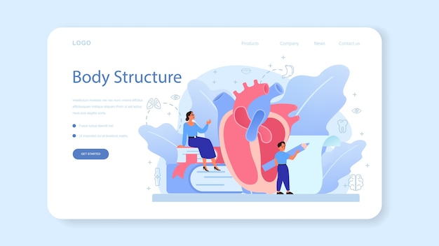 ベクトル 解剖学の教科のwebバナーまたはランディングページ。